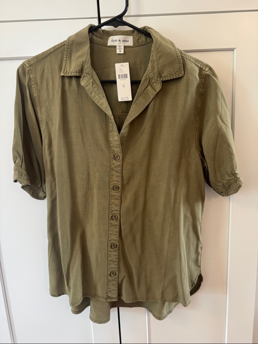 cloth & stone Olive Green Short Sleeve Button-Up Shirt